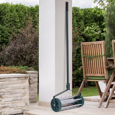 Costway Rolling Garden Lawn Aerator Roller Rotary Push Tine Spike Soil Lawn Aerator Tool - 9