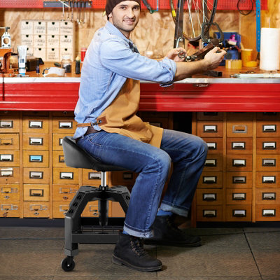Costway Rolling Mechanic Stool Height Adjustable Workshop Creeper Seat 150 KG Capacity - 4