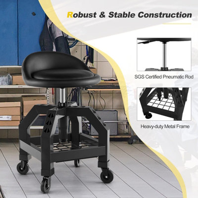 Costway Rolling Mechanic Stool Height Adjustable Workshop Creeper Seat 150 KG Capacity - 5