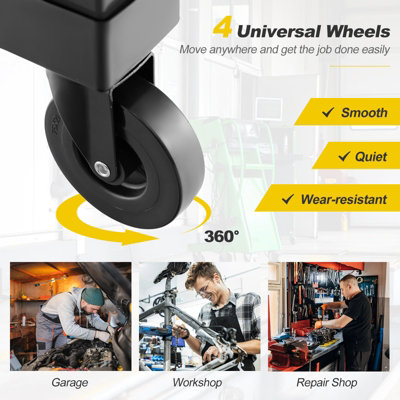 Costway Rolling Mechanic Stool Height Adjustable Workshop Creeper Seat 150 KG Capacity - 9