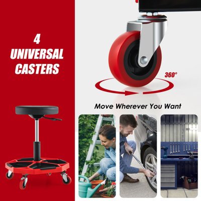 Costway Rolling Mechanic Stool Height Adjustable Workshop Creeper Seat 360 Swivel