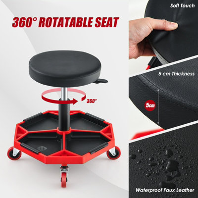 Costway Rolling Mechanic Stool Height Adjustable Workshop Creeper Seat 360 Swivel