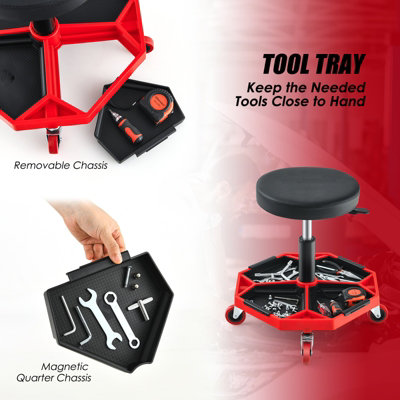 Costway Rolling Mechanic Stool Height Adjustable Workshop Creeper Seat 360 Swivel