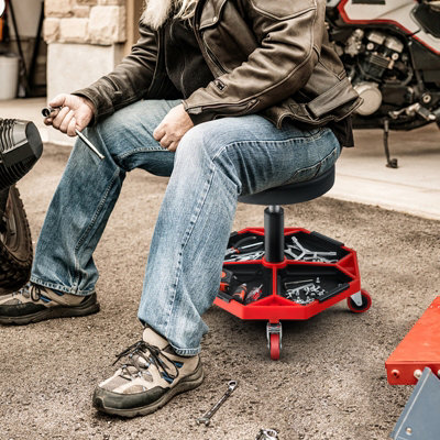 Costway Rolling Mechanic Stool Height Adjustable Workshop Creeper Seat 360 Swivel