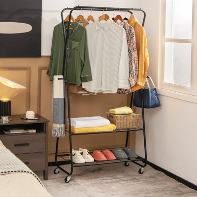 Costway Rolling Metal Garment Rack Closet Storage Organizer Open Wardrobe Clothes Rail - 3