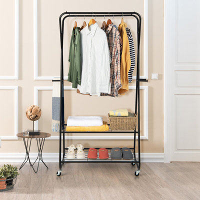 Costway Rolling Metal Garment Rack Closet Storage Organizer Open Wardrobe Clothes Rail - 4