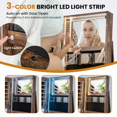 Costway Rotating Jewelry Armoire Freestanding Jewelry Cabinet w/ Full Length Mirror - 7