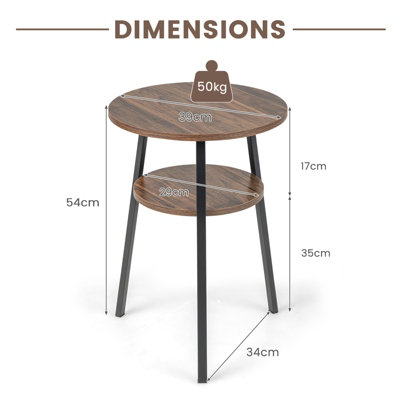 Costway Round Side Table Wooden 2-Tier Sofa End Table Beside Accent Table W/ Storage Shelf