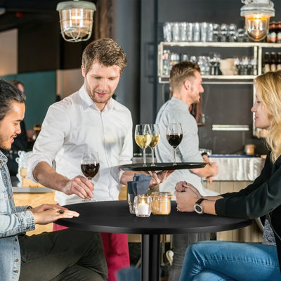 Costway Round Top Pub and Bar Table Standing Bistro Table Circular w ...