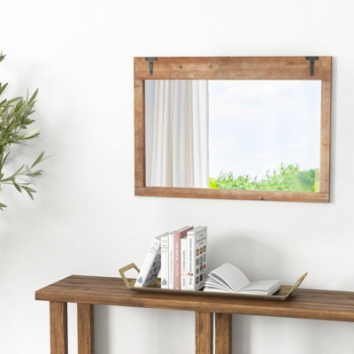 COSTWAY Rustic Decorative Mirror 100 cm x 70 cm Rectangle Wooden Wall Mirror - 6
