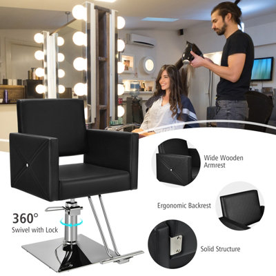 Costway Salon Barber Chair Height Adjustable 360 Degree Swivel Hairdressing Chair Hair Salon