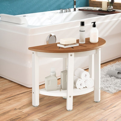 Costway Semicircular Shower Bench 2 Tier Bath Bench Seat Bathroom