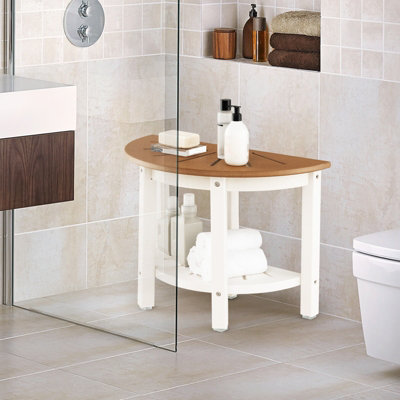 Costway Semicircular Shower Bench 2-Tier Bath Bench Seat Bathroom Inside Shower Stool - 5