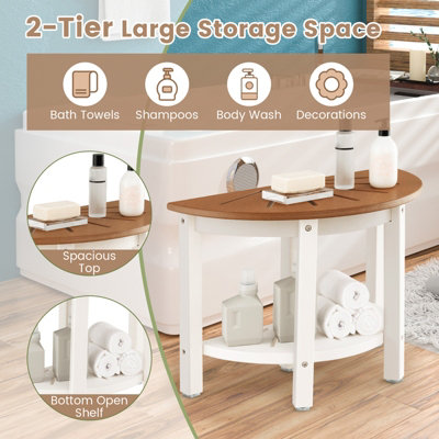 Costway Semicircular Shower Bench 2-Tier Bath Bench Seat Bathroom Inside Shower Stool - 6