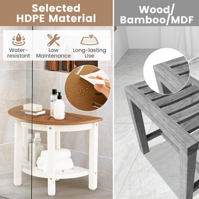 Costway Semicircular Shower Bench 2-Tier Bath Bench Seat Bathroom Inside Shower Stool - 7