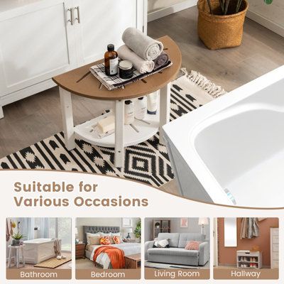 Costway Semicircular Shower Bench 2-Tier Bath Bench Seat Bathroom Inside Shower Stool - 9