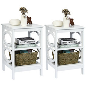 Costway Set of 2 3-Tier Nightstand Sofa Bed Side Table Storage Display Stand with Shelf