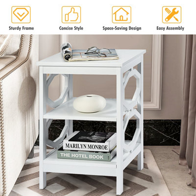Costway Set of 2 3-Tier Nightstand Sofa Bed Side Table Storage Display Stand with Shelf