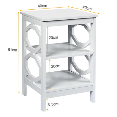 Costway Set of 2 3-Tier Nightstand Sofa Bed Side Table Storage Display Stand with Shelf