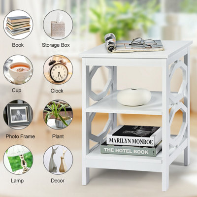 Costway Set of 2 3-Tier Nightstand Sofa Bed Side Table Storage Display Stand with Shelf