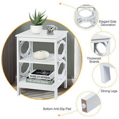 Costway Set of 2 3-Tier Nightstand Sofa Bed Side Table Storage Display Stand with Shelf