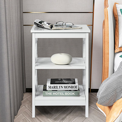 Costway Set of 2 3-Tier Nightstand Sofa Bed Side Table Storage Display Stand with Shelf