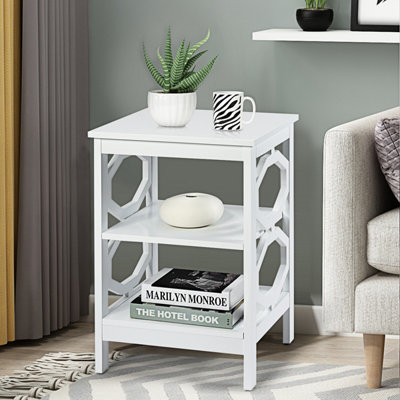 Costway Set of 2 3-Tier Nightstand Sofa Bed Side Table Storage Display Stand with Shelf