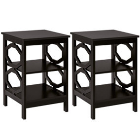 Costway Set of 2 3-Tier Nightstand Sofa Bed Side Table Storage Display Stand with Shelf