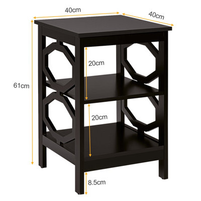 Costway Set of 2 3-Tier Nightstand Sofa Bed Side Table Storage Display Stand with Shelf