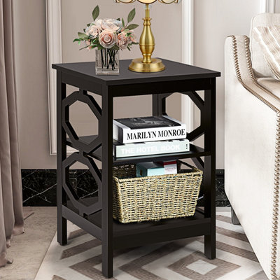 Costway Set of 2 3-Tier Nightstand Sofa Bed Side Table Storage Display Stand with Shelf