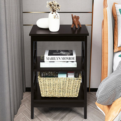 Costway Set of 2 3-Tier Nightstand Sofa Bed Side Table Storage Display Stand with Shelf