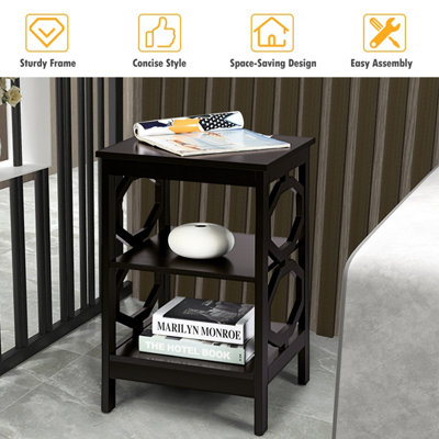Costway Set of 2 3-Tier Nightstand Sofa Bed Side Table Storage Display Stand with Shelf