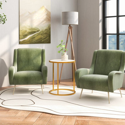 Costway Set of 2 45cm Tall Marble Top Round Side Table Modern Sofa End Table Accent Bedside Table
