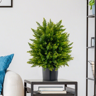 Costway Set of 2 50cm Artificial Cedar Topiary Ball Tree Faux Shrub Brush Potted Tree - 3
