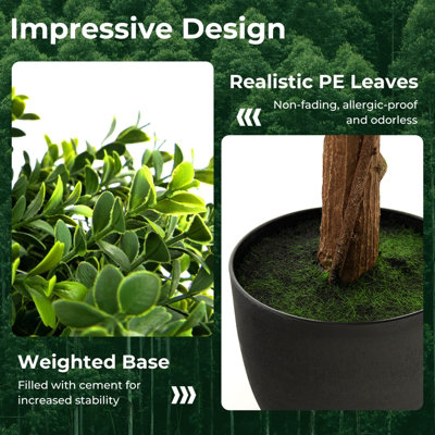 Costway Set of 2 Artificial Boxwood Topiary Double Ball Tree Faux Plant Fake Plant - 7