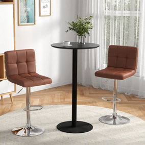 Costway Set of 2 Bar Stool PU Leather Armless Dining Chairs 360 Swivel & Height Adjustable Seat