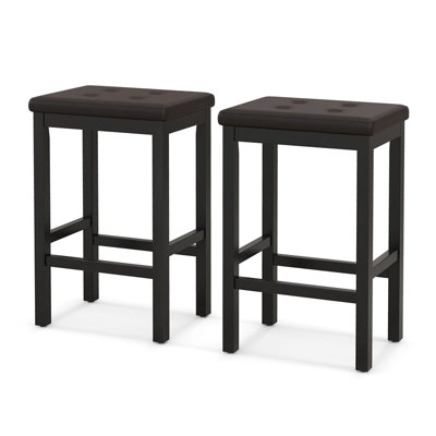 Costway Set of 2 Bar Stools 61cm Counter Height Stool Kitchen Modern Breakfast Stool