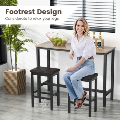 Costway Set of 2 Bar Stools 61cm Counter Height Stool Kitchen Modern ...