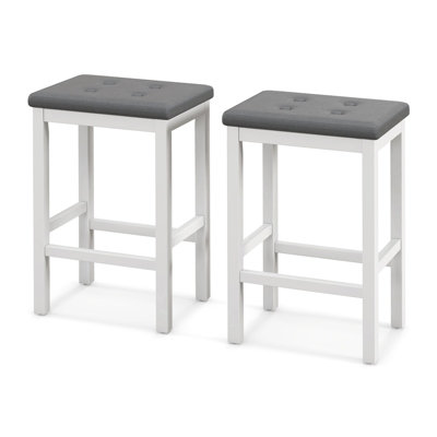 Costway Set of 2 Bar Stools 61cm Counter Height Stool Kitchen Modern Breakfast Stool