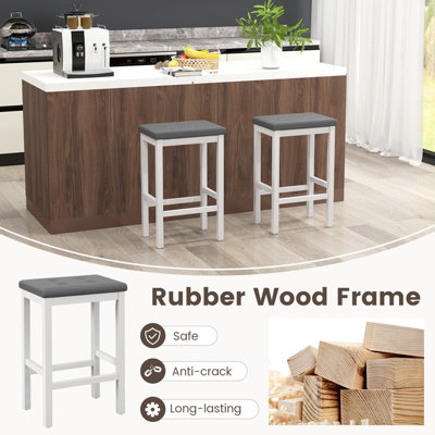 Costway Set of 2 Bar Stools 61cm Counter Height Stool Kitchen Modern ...