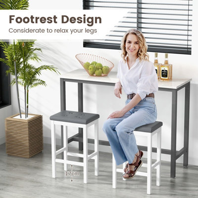 Costway Set of 2 Bar Stools 61cm Counter Height Stool Kitchen Modern ...