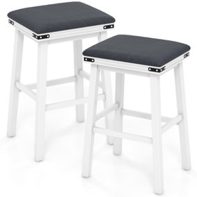 Costway Set of 2 Bar Stools 76cm PU Leather Padded Counter Height Backless Chair
