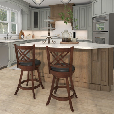Costway Set of 2 Bar Stools Counter Height Chair Pub 360 Swiveling ...