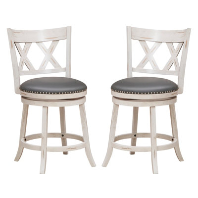 Costway Set of 2 Bar Stools Counter Height Chair Pub 360 Swiveling ...