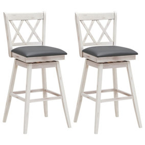 Costway Set of 2 Bar Stools Counter Height Chair Pub 360 Swiveling Upholstered Seat 29"