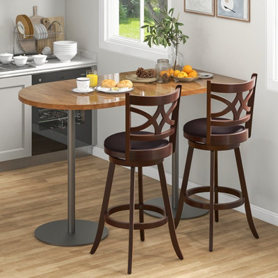 Costway Set of 2 Bar Stools Counter Height Chair Pub 360 Swiveling ...