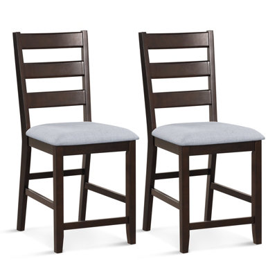 Costway Set of 2 Bar Stools Counter Height Chair Pub Dining Chairs With ...