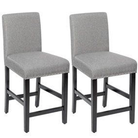 Costway Set of 2 Bar Stools Counter Height Chair Upholstered W/ Low Backrest & Wide Seat