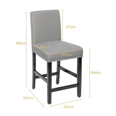 Costway Set of 2 Bar Stools Counter Height Chair Upholstered W