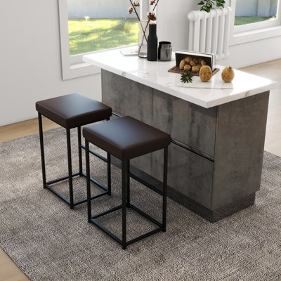 Costway Set of 2 Bar Stools Dining Counter Height Chair Modern Upholstered Pub Stools